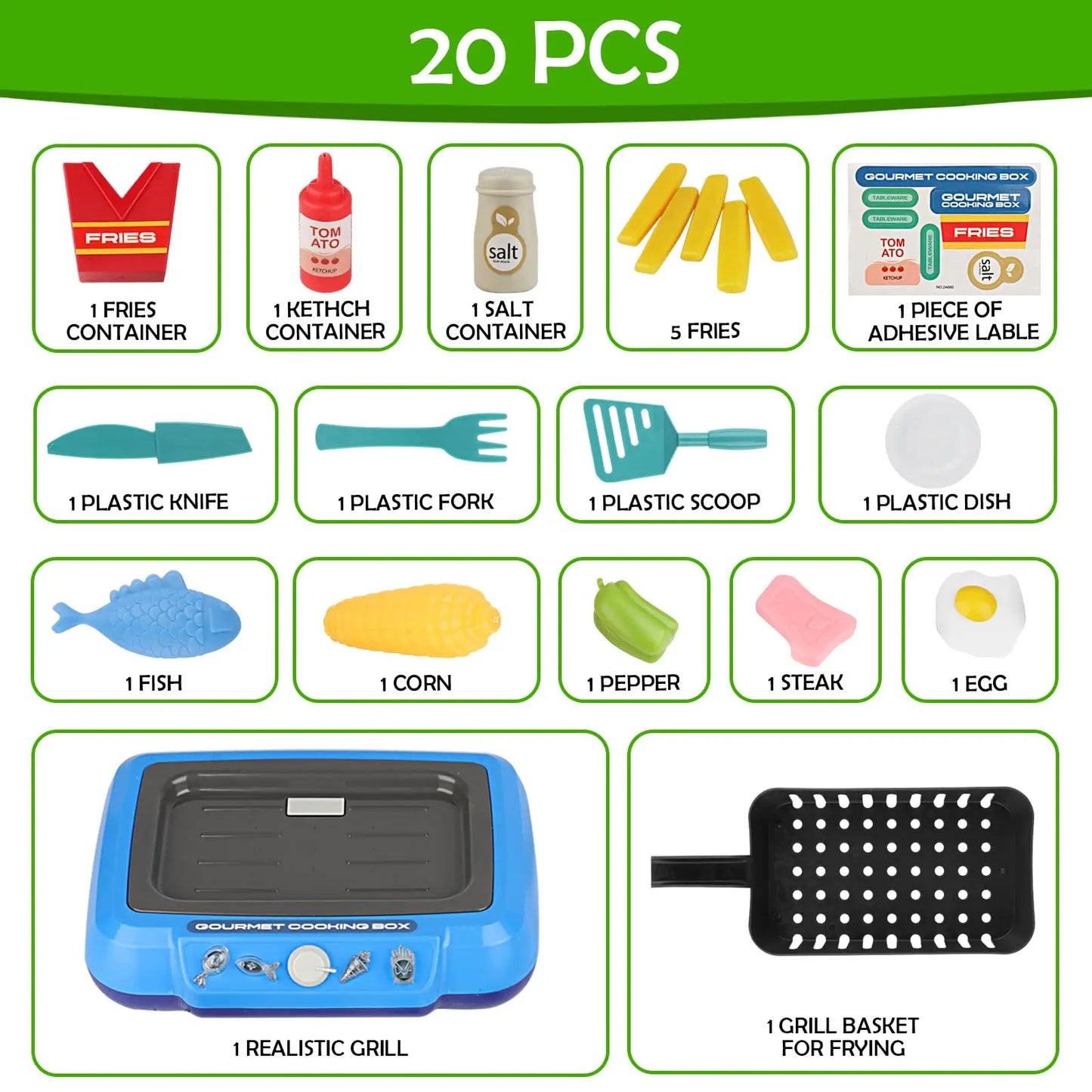 Color-changing 20PCS Cooking Set Toy
