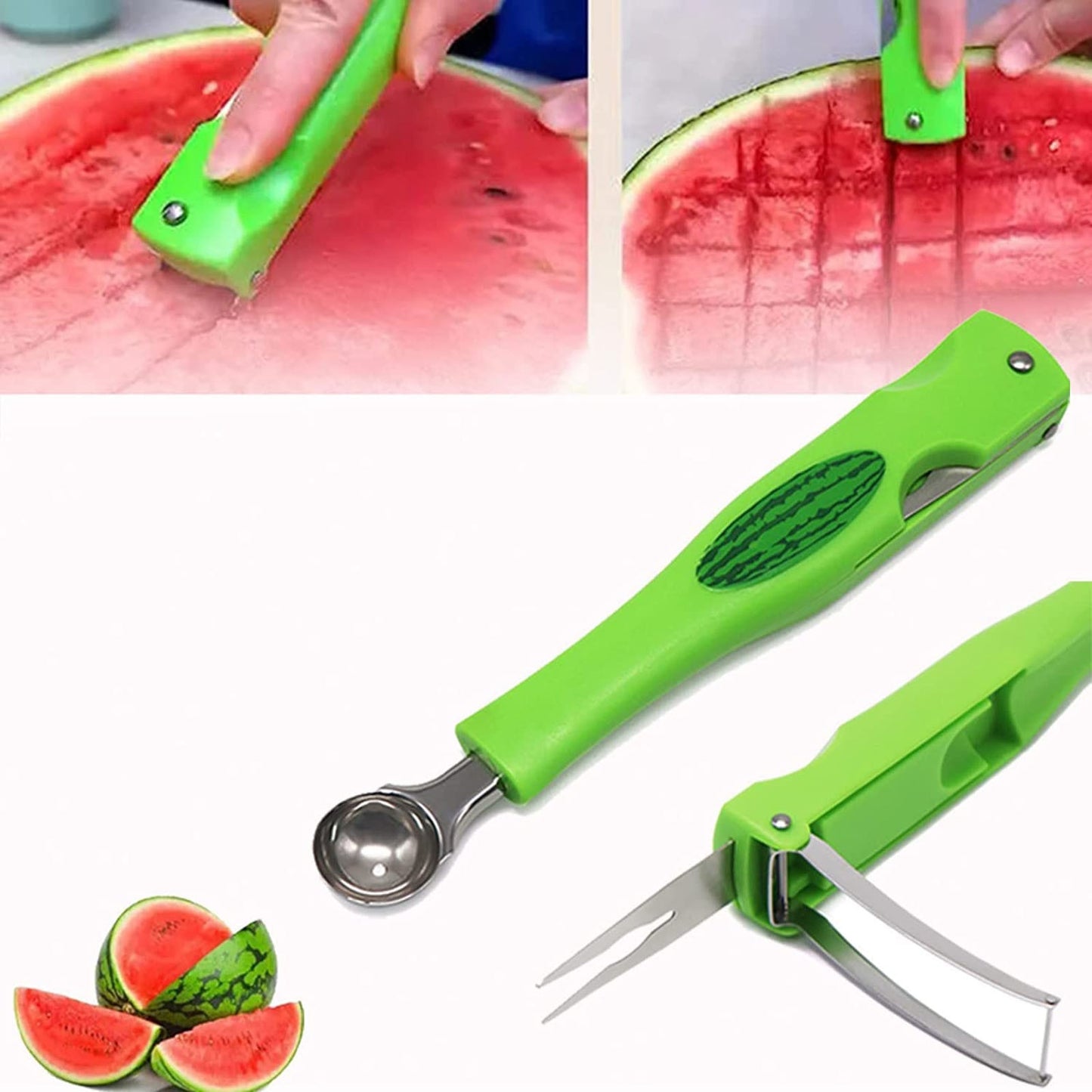 3 IN 1 Watermelon cutter | Fruit Slicer With Spoon and a Fork