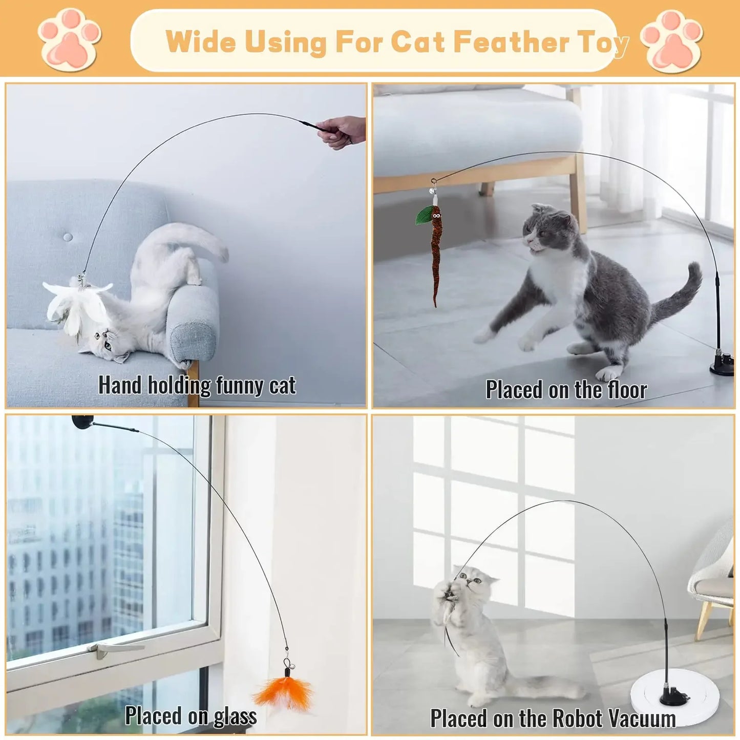 Interactive Feather Cat Toy with Suction Cup