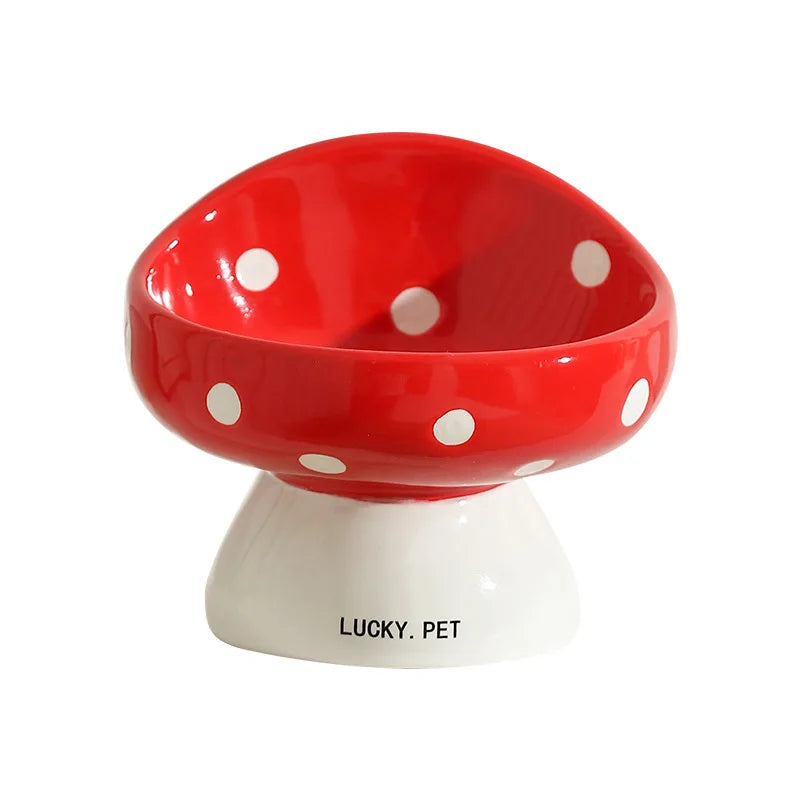 Mushroom Ceramic Cat Bowl