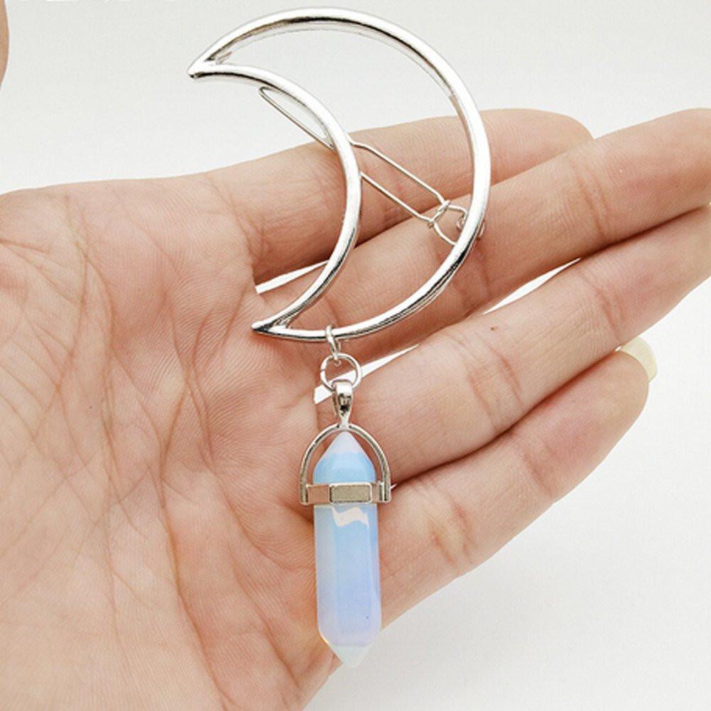 Crystal Rhinestone Moon Barrette Hairpin - Vixilly