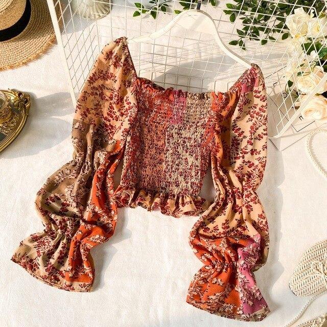 Liva - Patchwork Long Sleeve Boho Style Blouse - Vixily