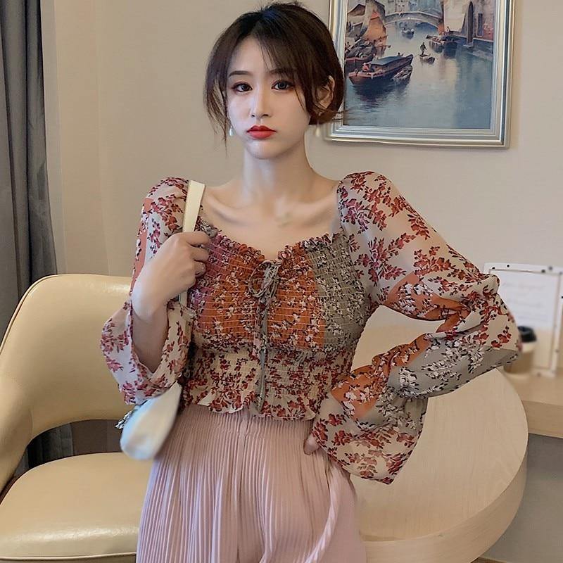 Liva - Patchwork Long Sleeve Boho Style Blouse - Vixily