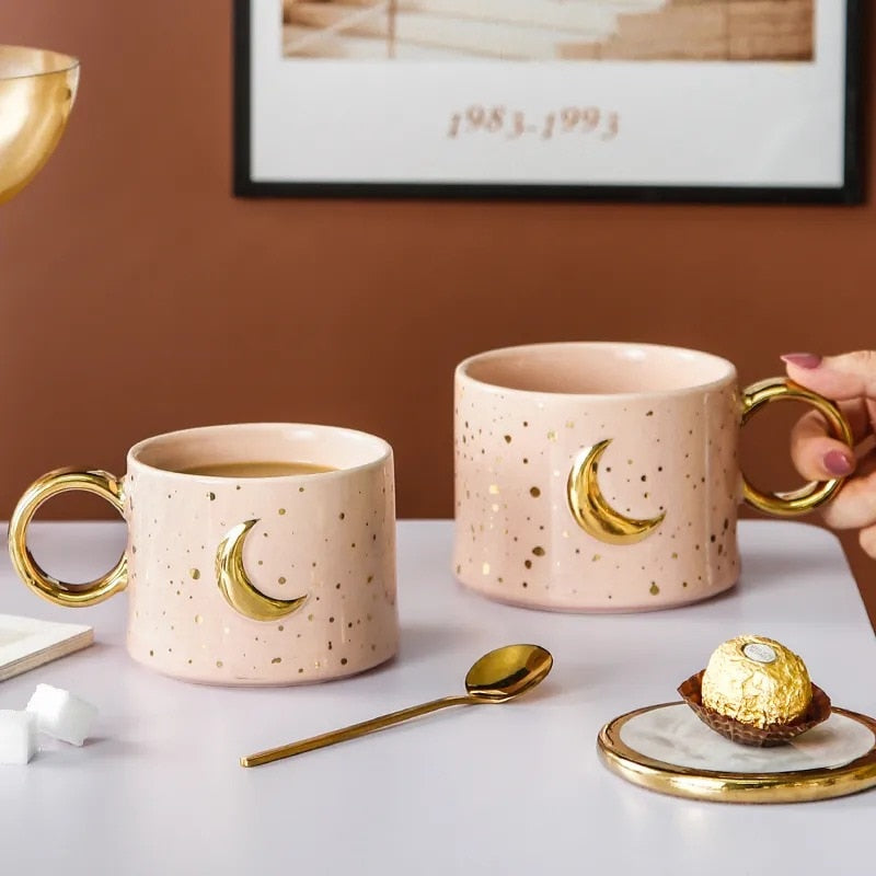 Golden Sun & Moon Design Mug