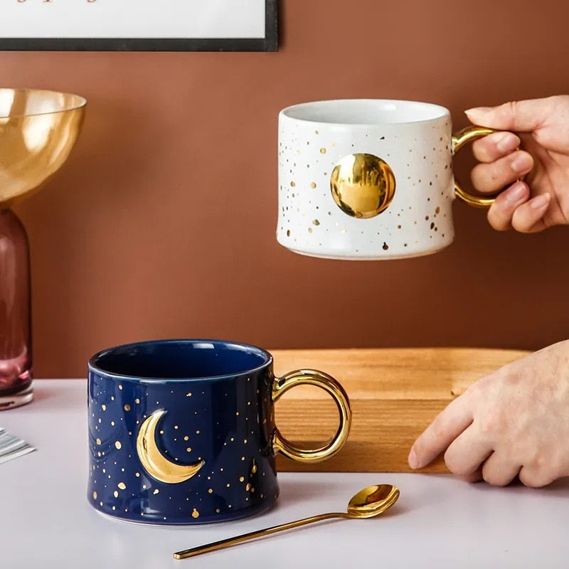 Golden Sun & Moon Design Mug
