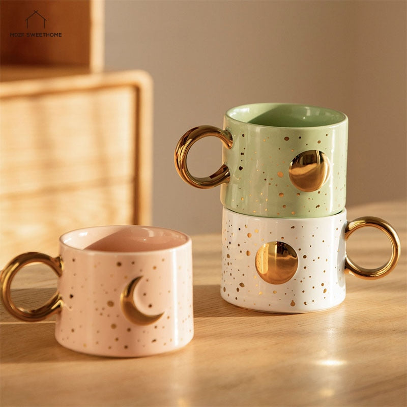 Golden Sun & Moon Design Mug