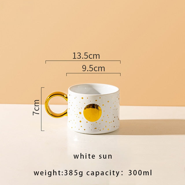 Golden Sun & Moon Design Mug