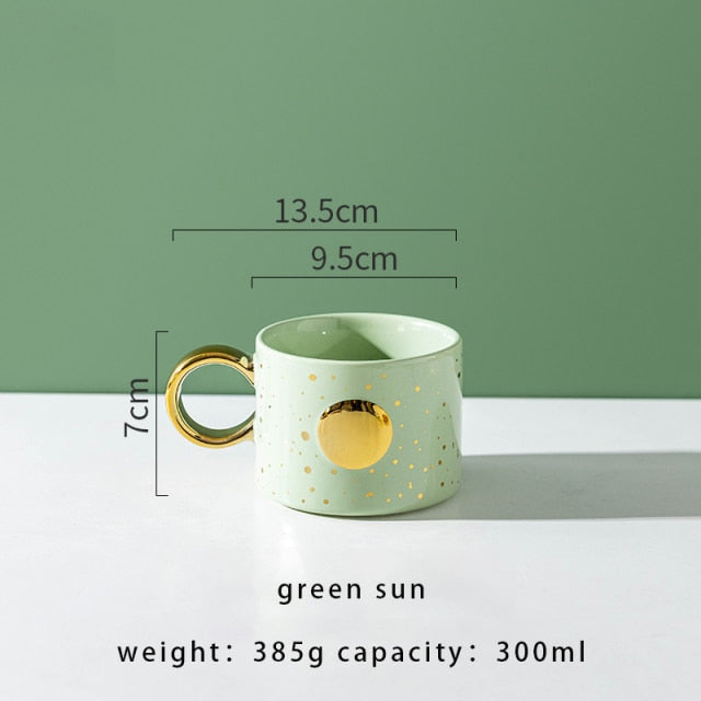 Golden Sun & Moon Design Mug