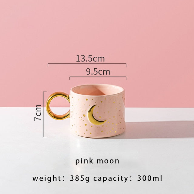 Golden Sun & Moon Design Mug
