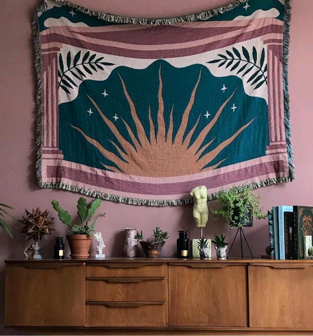 Abstract Sunrise Cotton Travel Throw Blanket