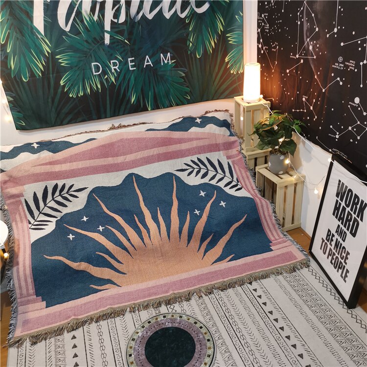 Abstract Sunrise Cotton Travel Throw Blanket