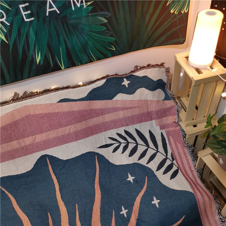 Abstract Sunrise Cotton Travel Throw Blanket