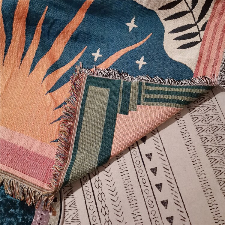 Abstract Sunrise Cotton Travel Throw Blanket