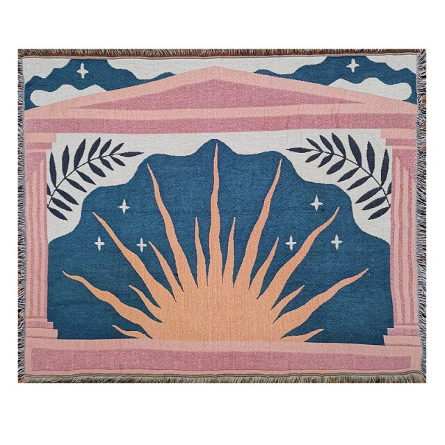 Abstract Sunrise Cotton Travel Throw Blanket