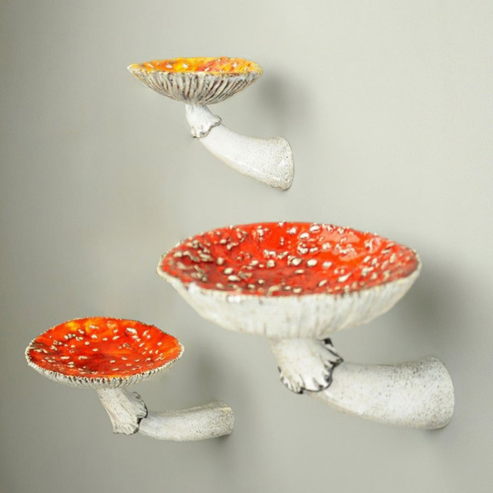 Amanita Mushroom Wall Floating Shelf