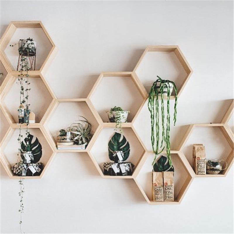 Honeycomb Hexagon Wooden Shelves - Vixilly