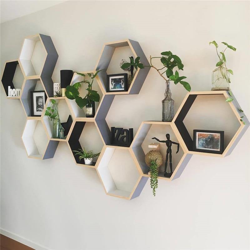 Honeycomb Hexagon Wooden Shelves - Vixilly