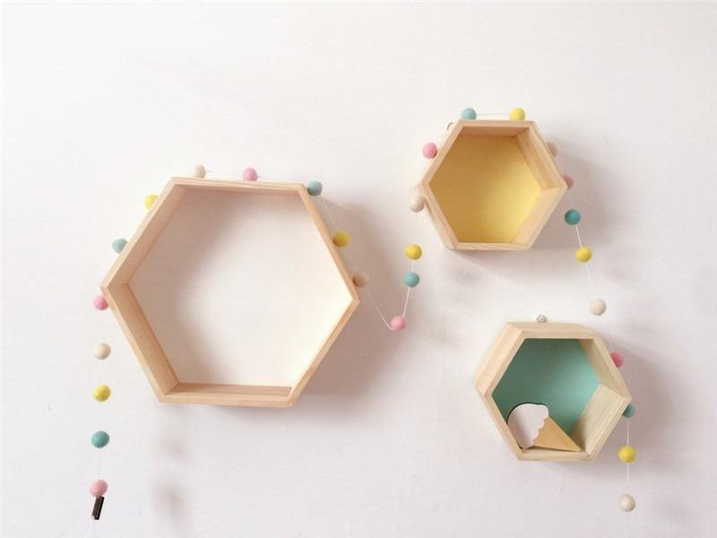 Honeycomb Hexagon Wooden Shelves - Vixilly