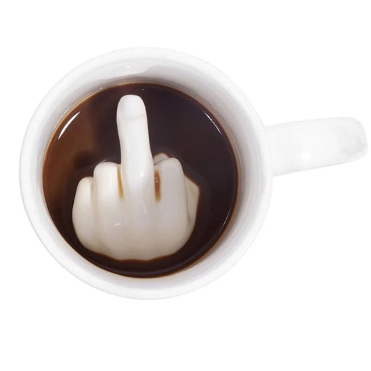 White Porcelain Middle Finger Coffee Mug