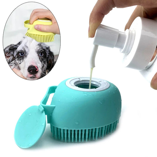 Pet Cleaning Silicone Brush with Shampoo Dispenser