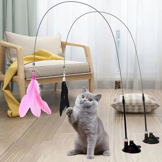 Interactive Feather Cat Toy with Suction Cup