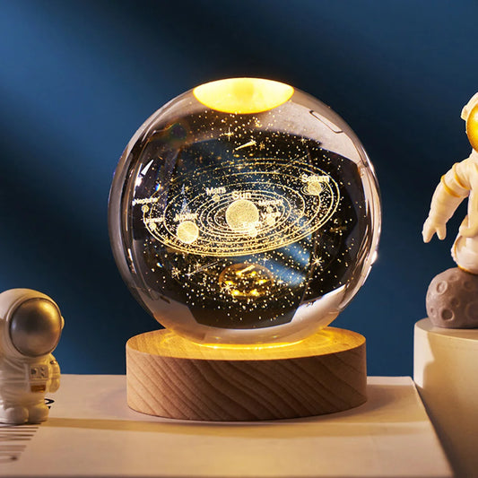 3D Laser Engraved Galaxy Crystal Ball Night Light