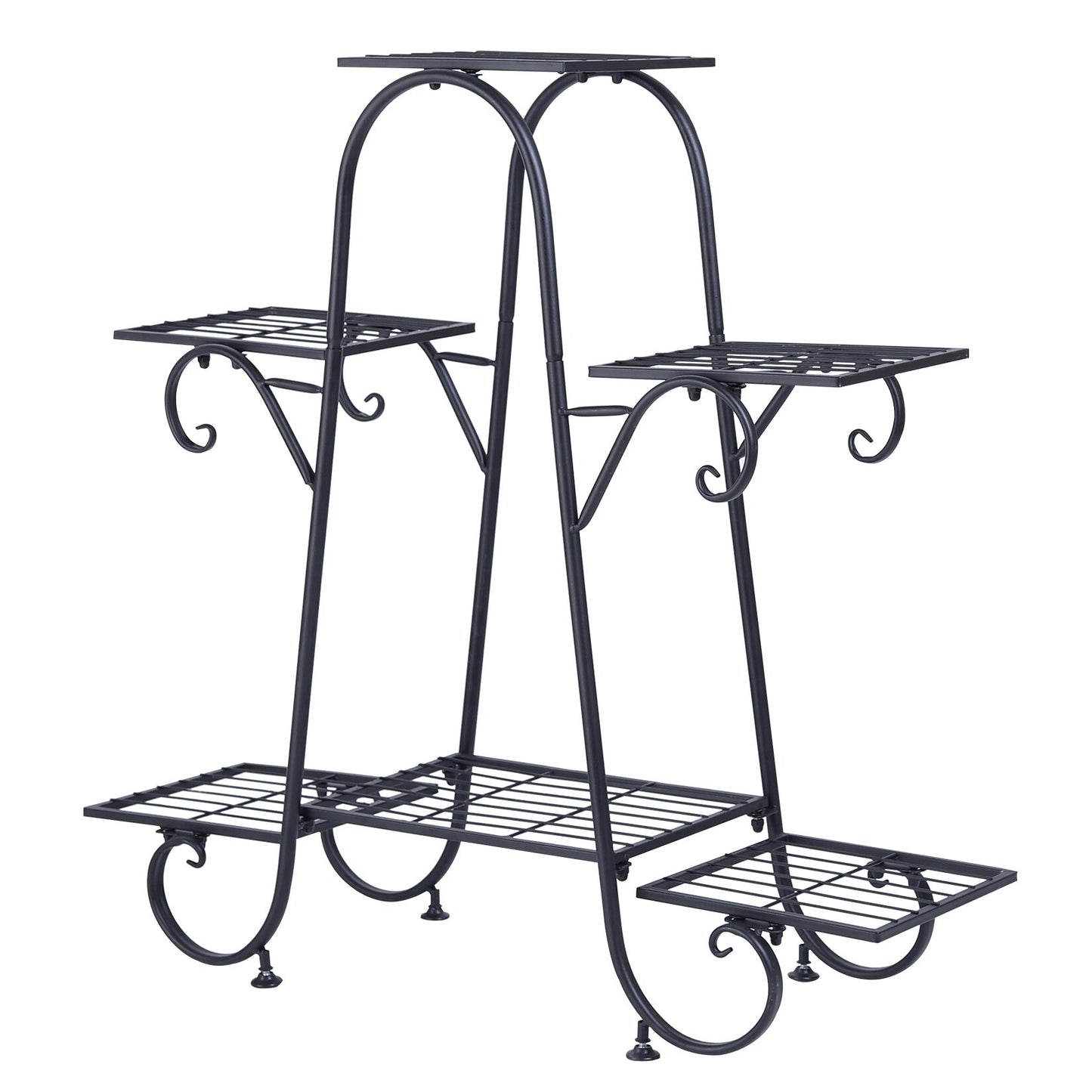 6 Tiers Plant Stand for Indoor and Outdoor | Black Metal Flower Pot Shelf