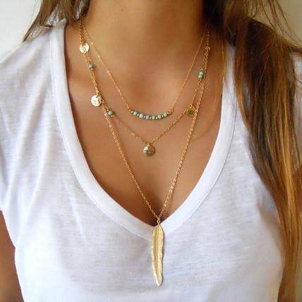 Multi Layer Leaf Chain Bohemian Choker Jewelry - Vixilly