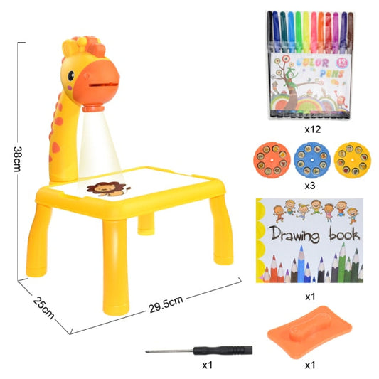 Educational Kids Drawing Desk with Giraffe Projector